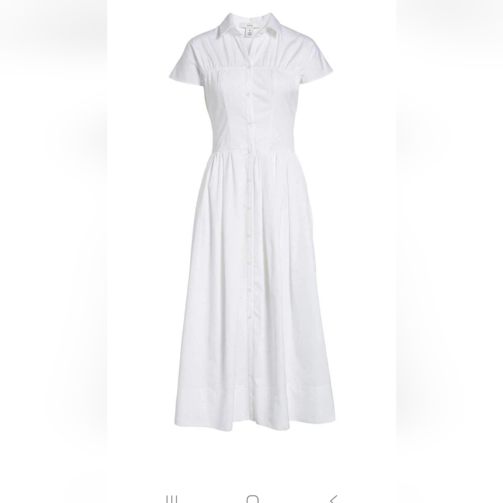 Lewit White Button-Front Midi Dress